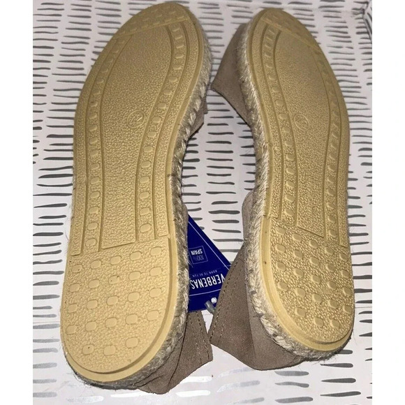 Verbenas Espadrilles Suede Flats Sz 9.5 Tan Leather Peep Toe Shoes SPAIN NEW - Picture 7 of 8